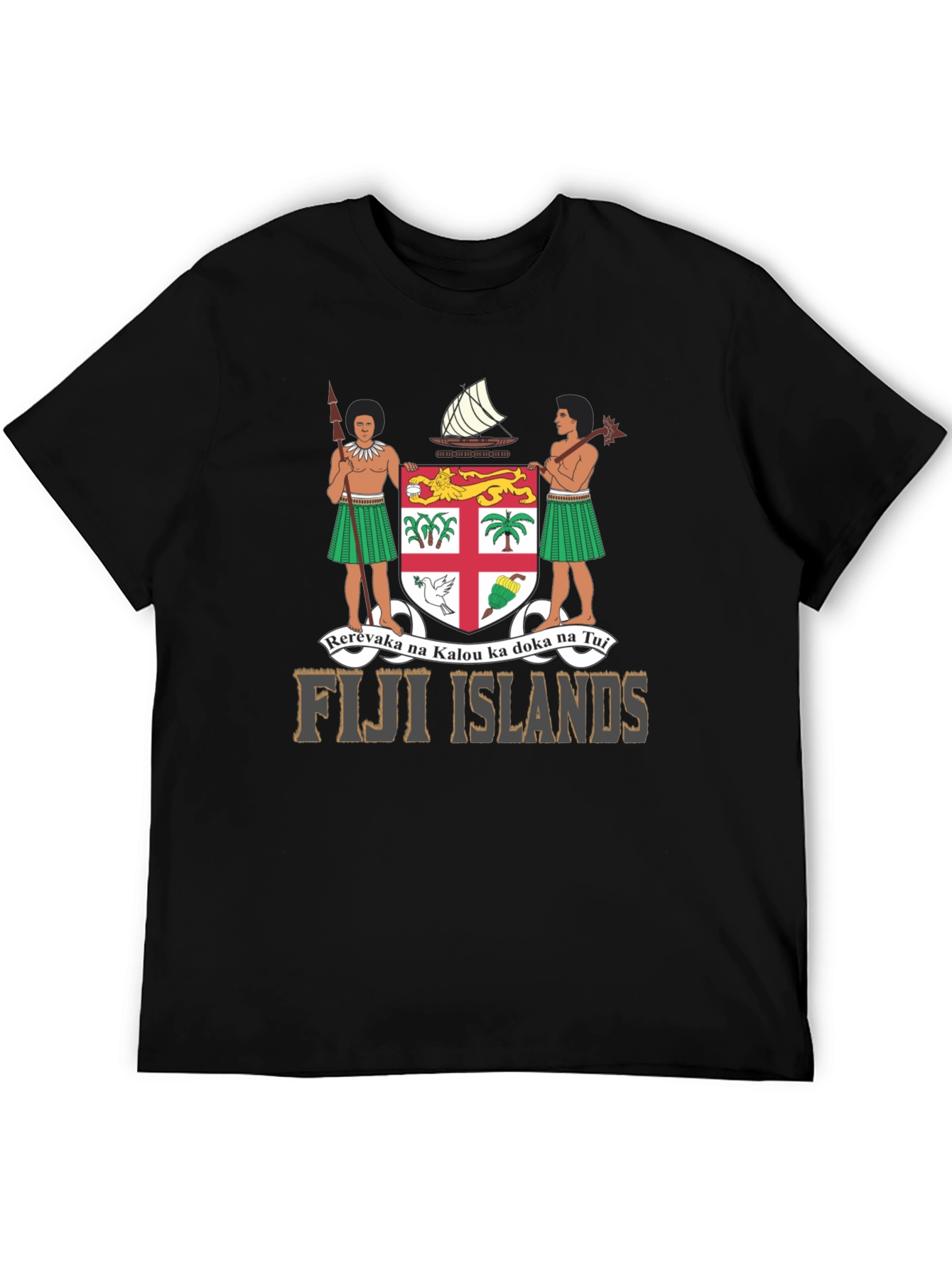 Fiji Islands Coat of Arms Black T-Shirt