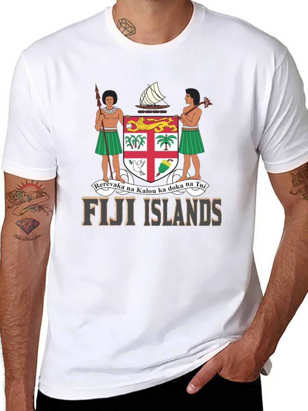 Fiji Islands Coat of Arms Black T-Shirt