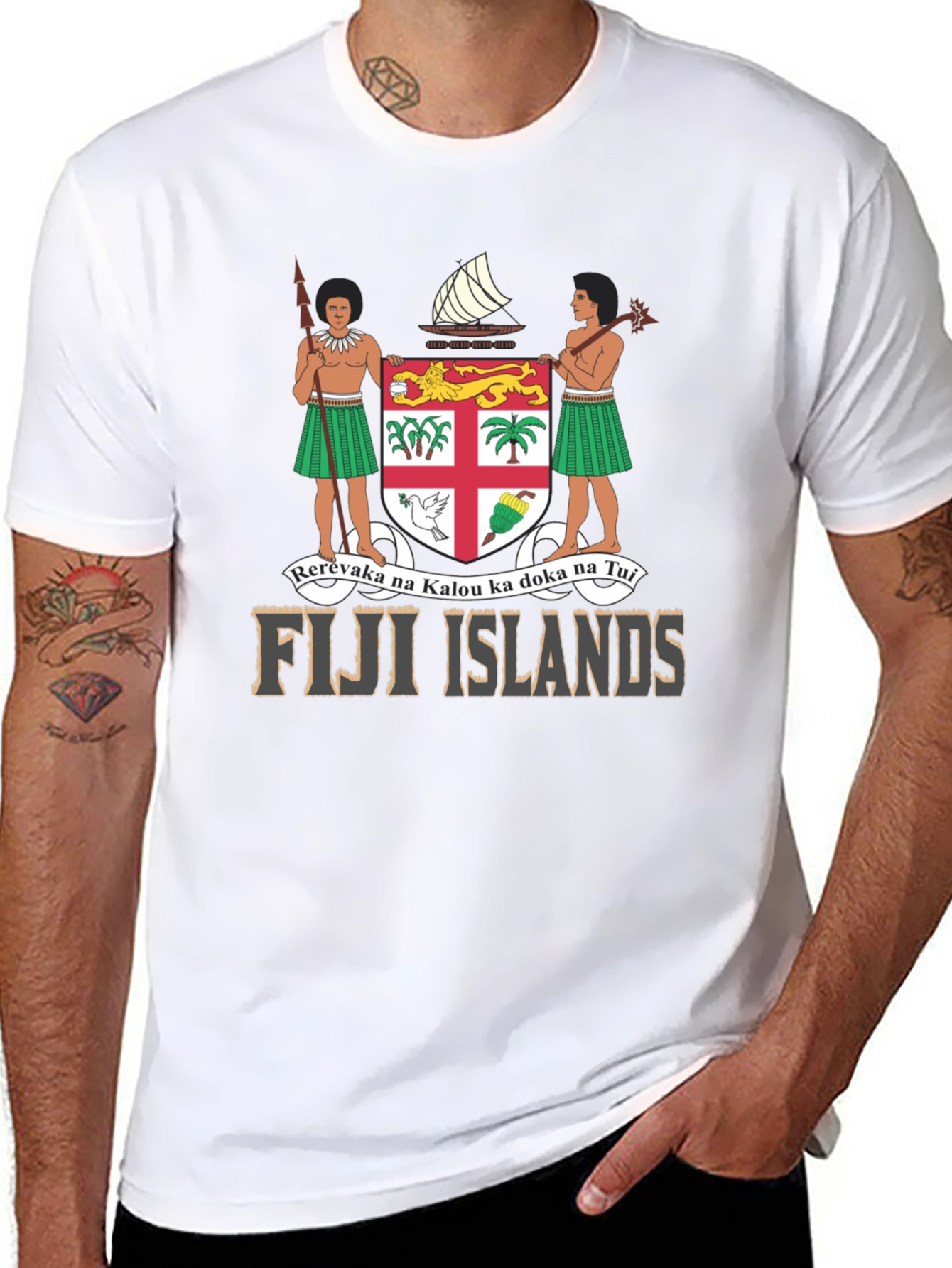 Fiji Islands Coat of Arms Black T-Shirt