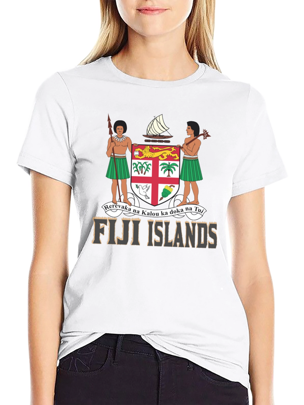 Fiji Islands Coat of Arms Black T-Shirt