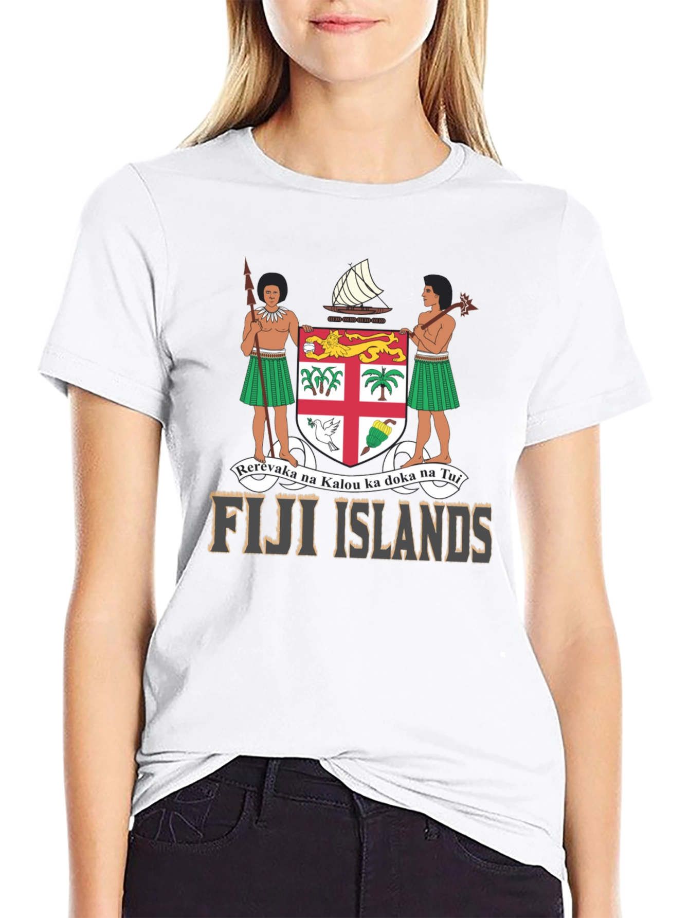 Fiji Islands Coat of Arms Black T-Shirt