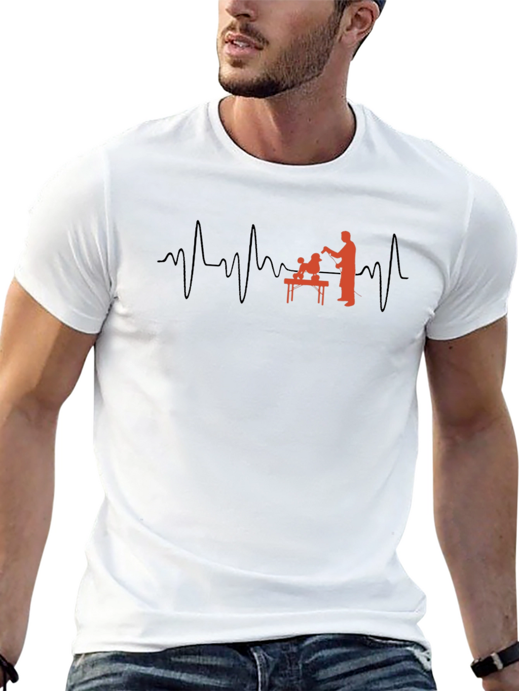 Dog Groomer Heartbeat Graphic T-Shirt