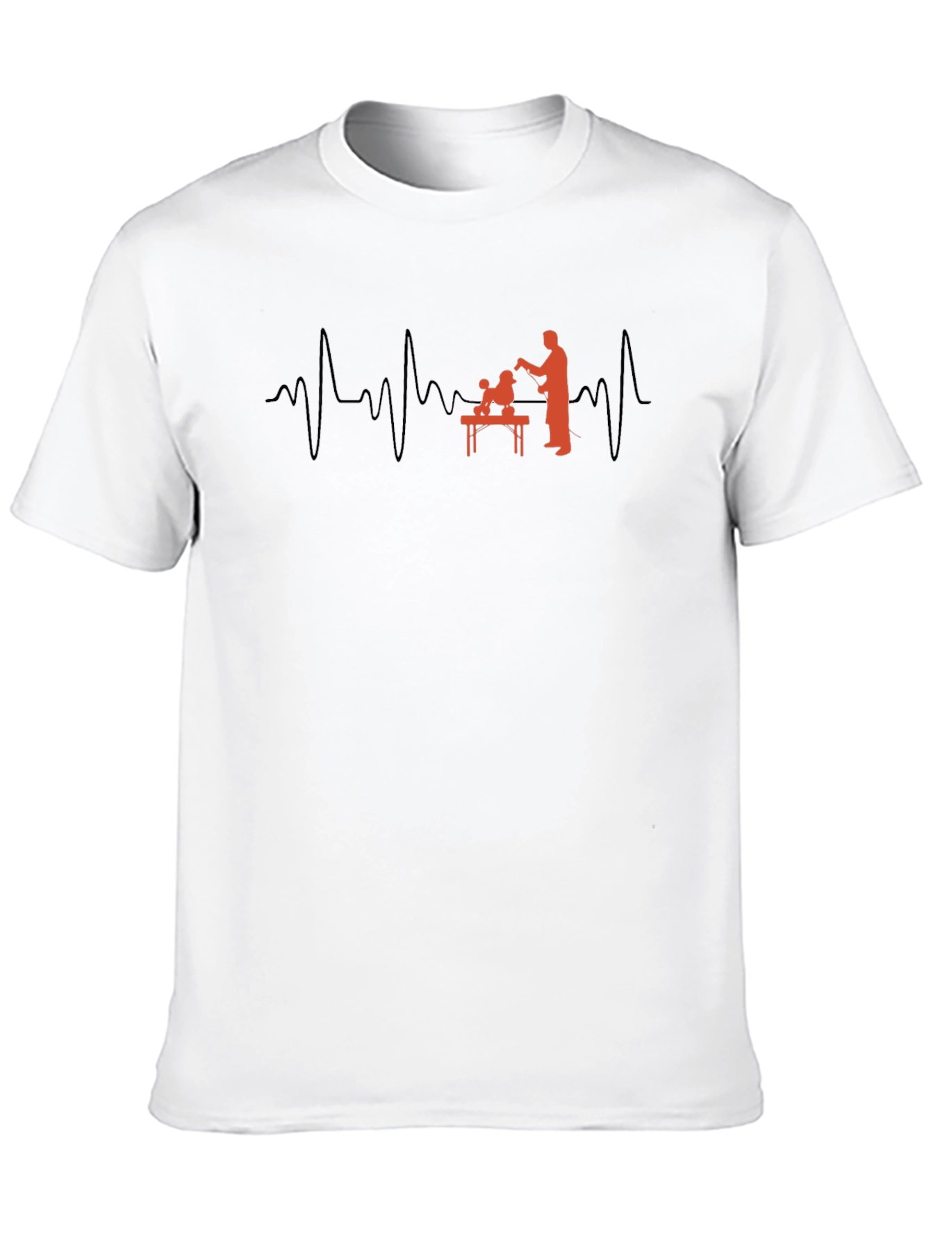 Dog Groomer Heartbeat Graphic T-Shirt