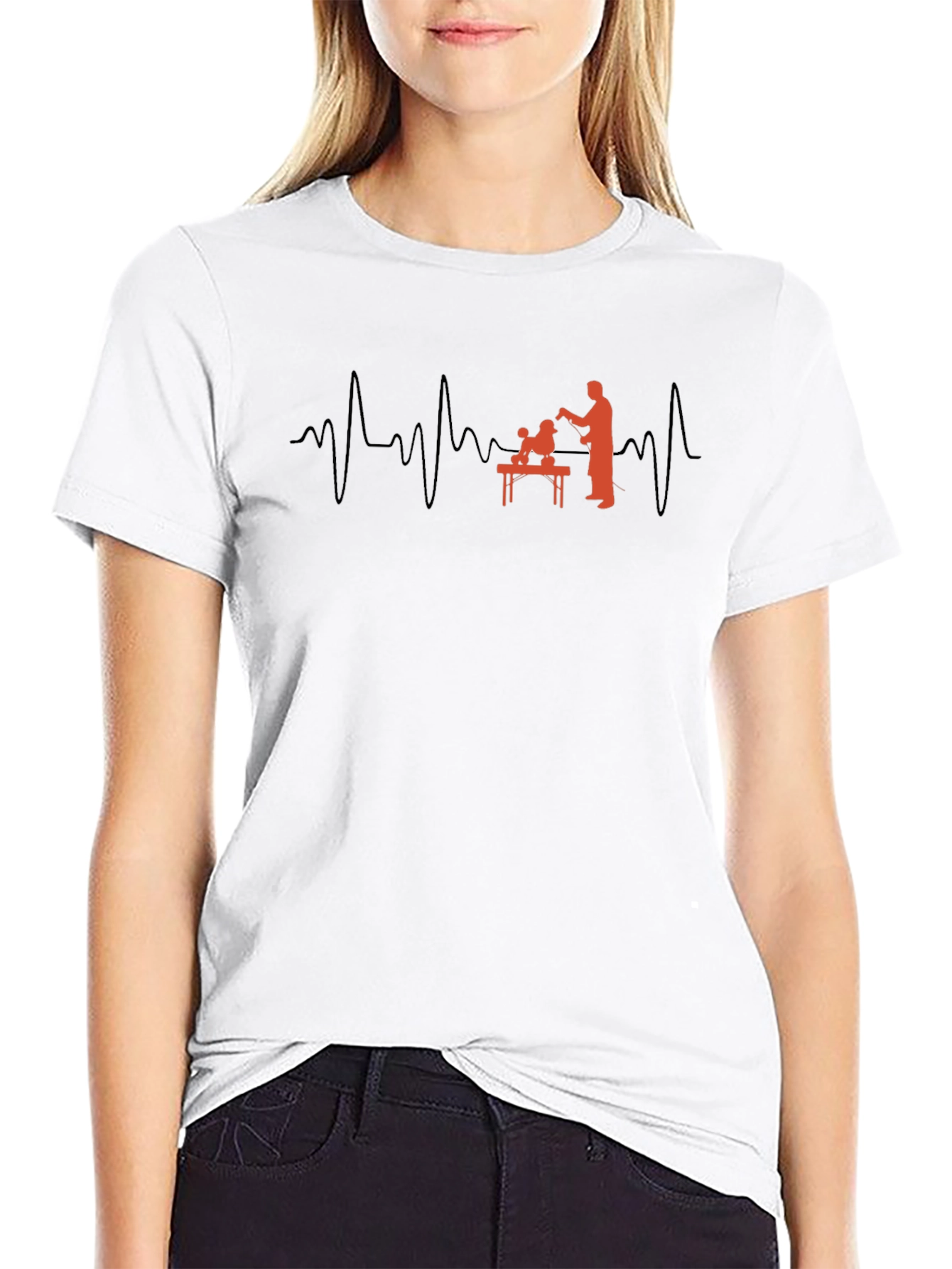 Dog Groomer Heartbeat Graphic T-Shirt