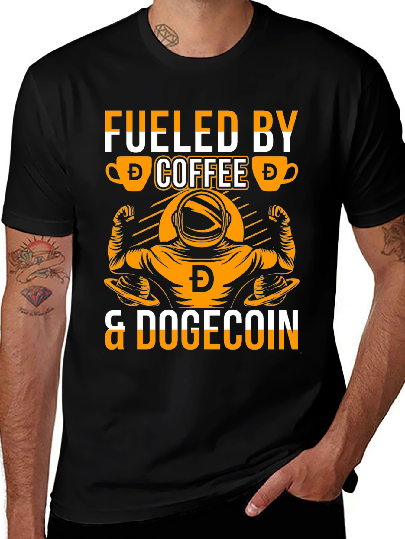 Fueled by Coffee & Dogecoin Black T-Shirt