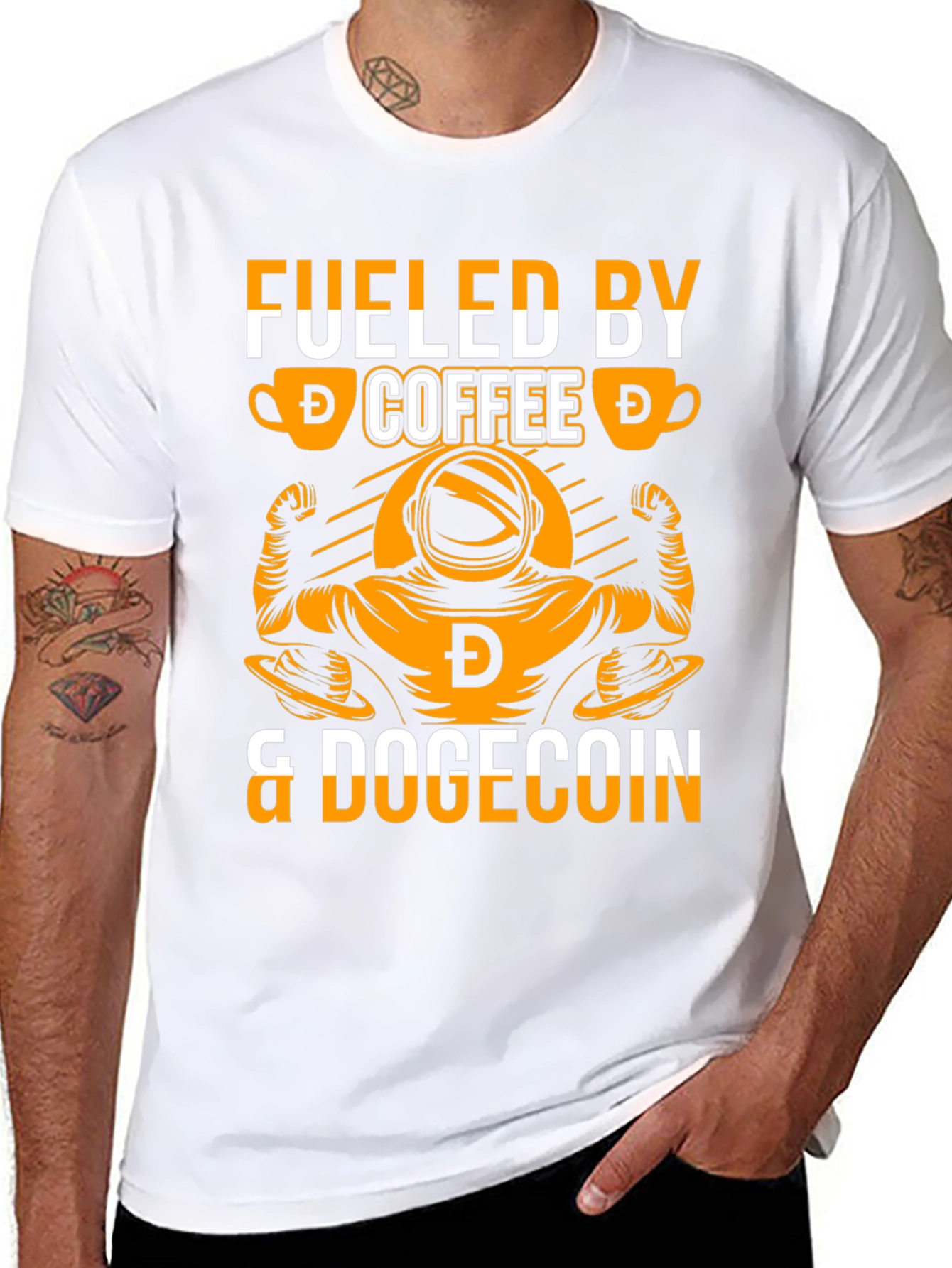 Fueled by Coffee & Dogecoin Black T-Shirt