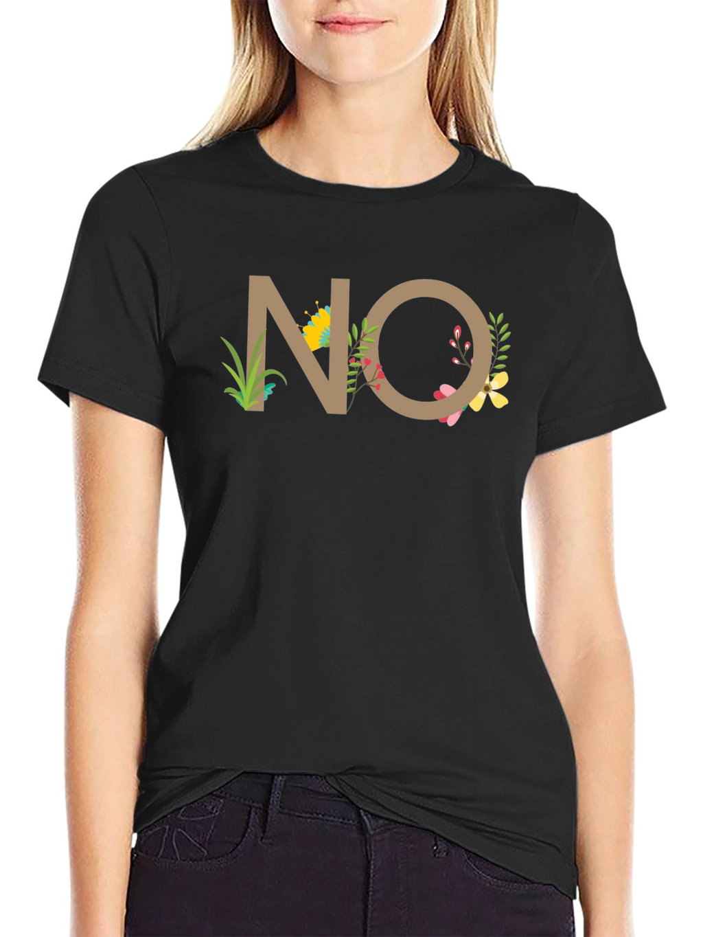 Floral NO Graphic T-Shirt