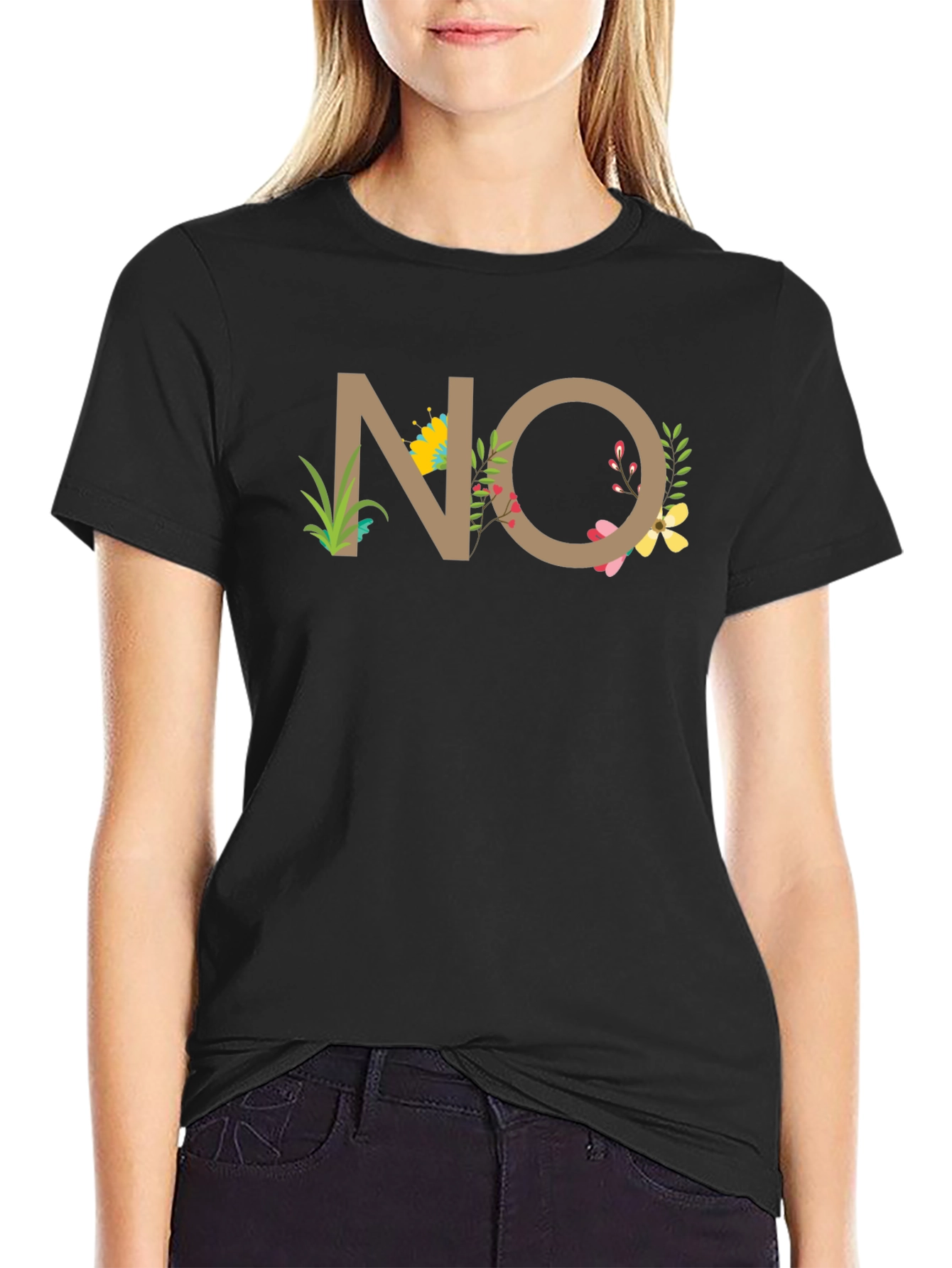 Floral NO Graphic T-Shirt