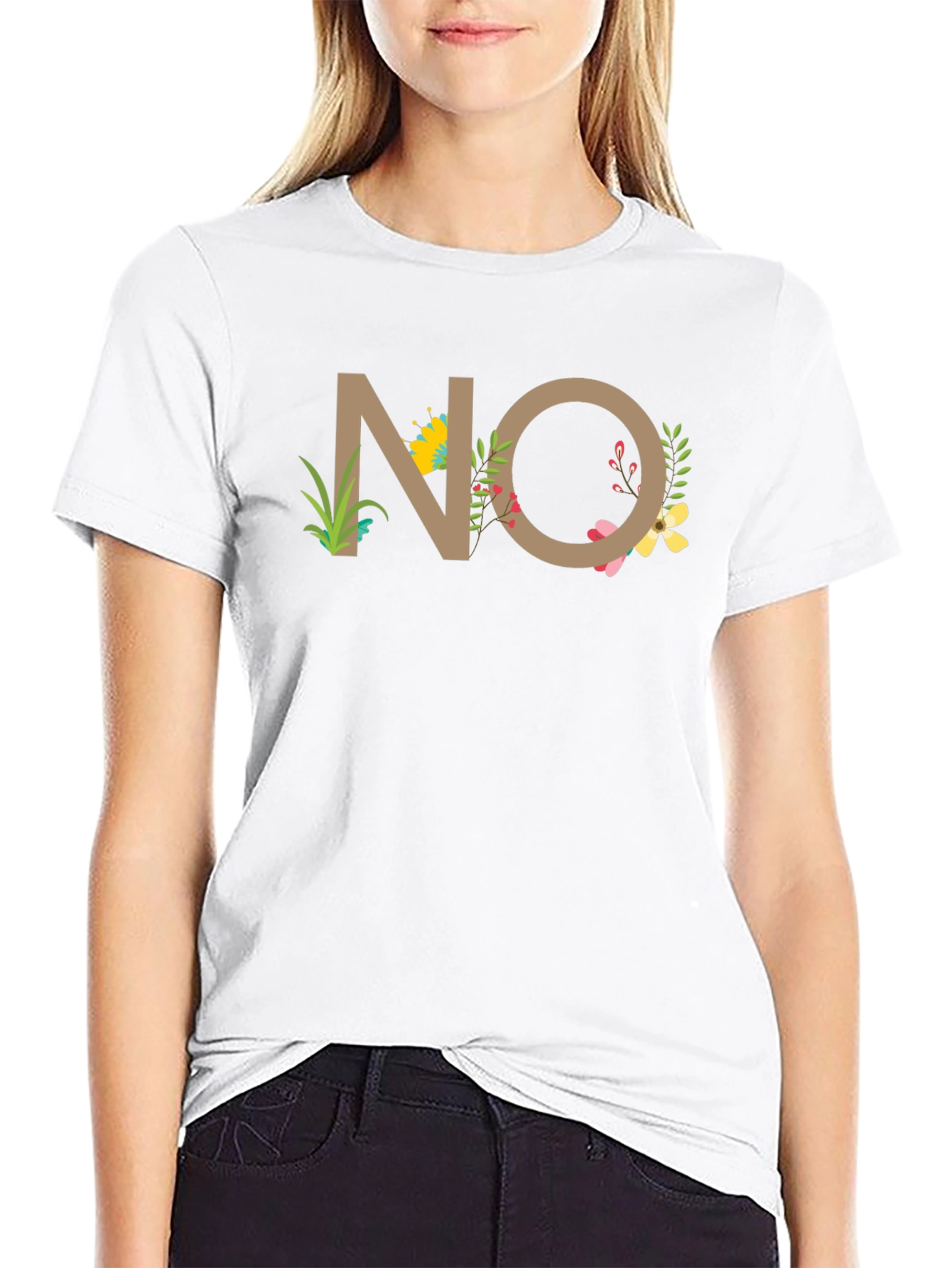 Floral NO Graphic T-Shirt