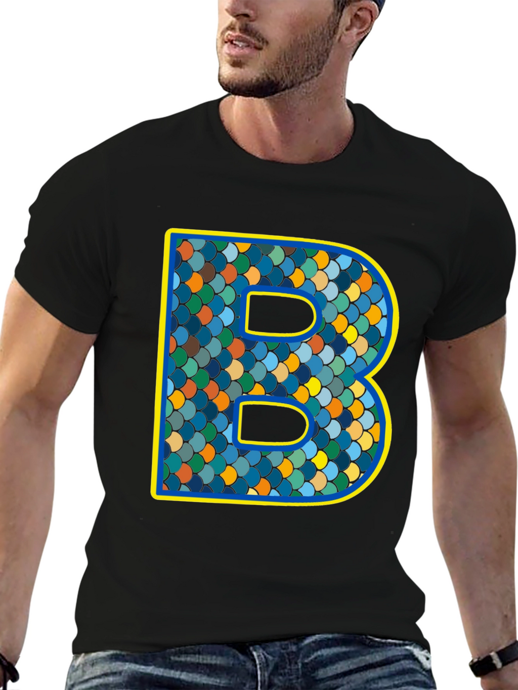 Scales B Initial T-Shirt - Personalized Alphabet Design
