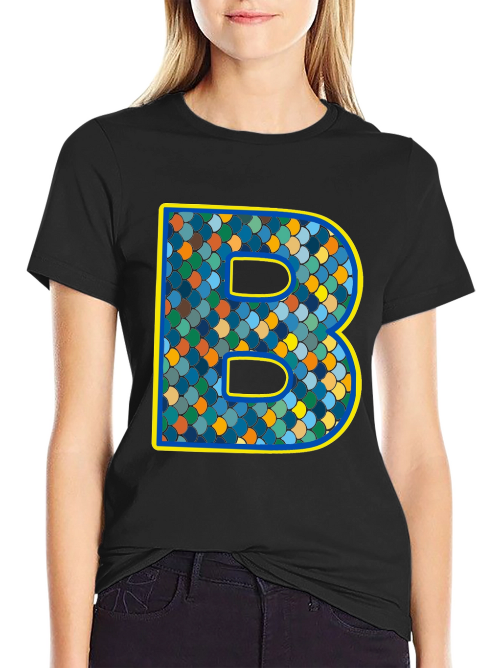 Scales B Initial T-Shirt - Personalized Alphabet Design