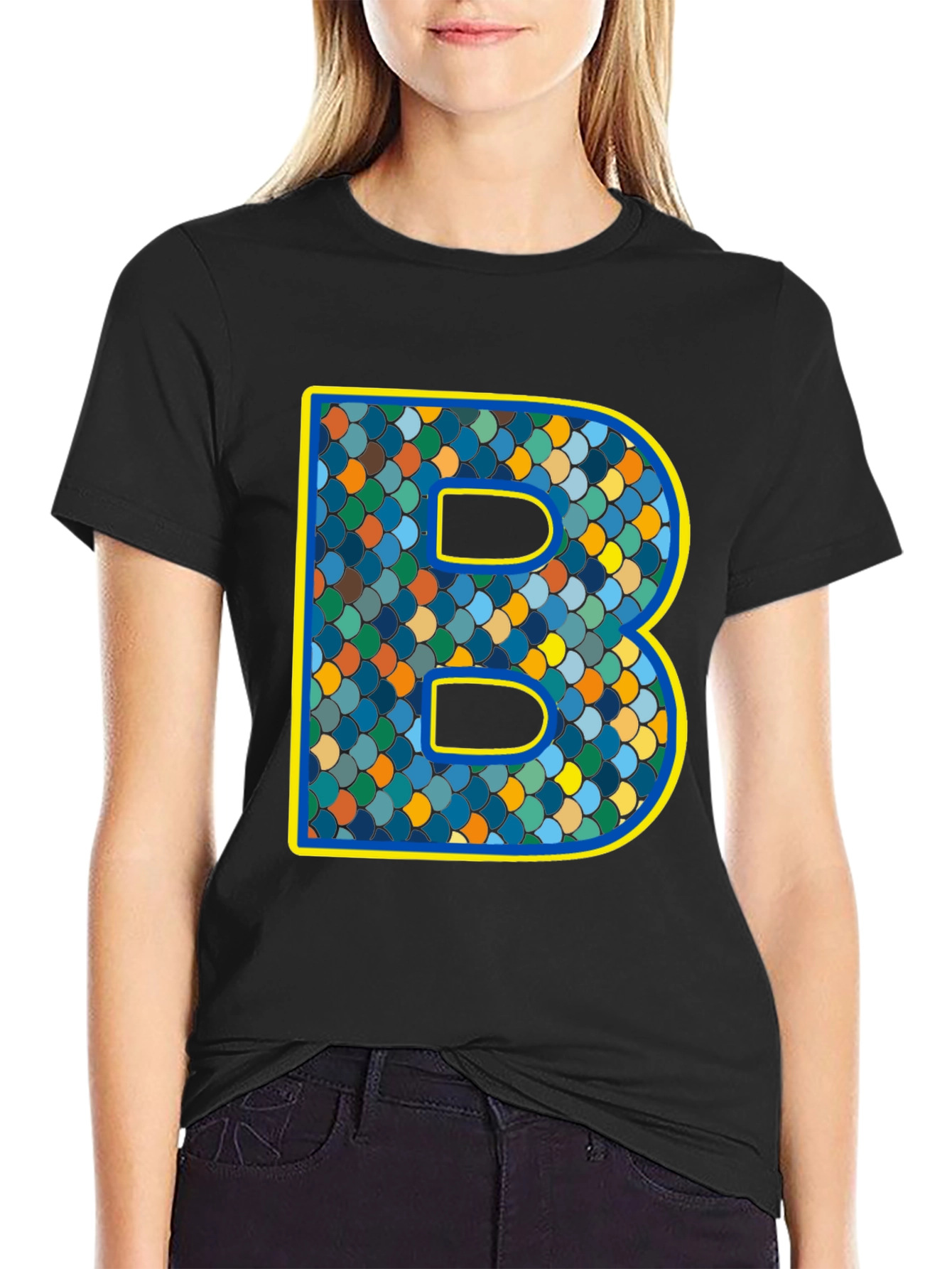 Scales B Initial T-Shirt - Personalized Alphabet Design