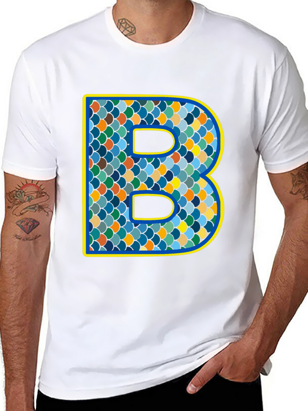 Scales B Initial T-Shirt - Personalized Alphabet Design