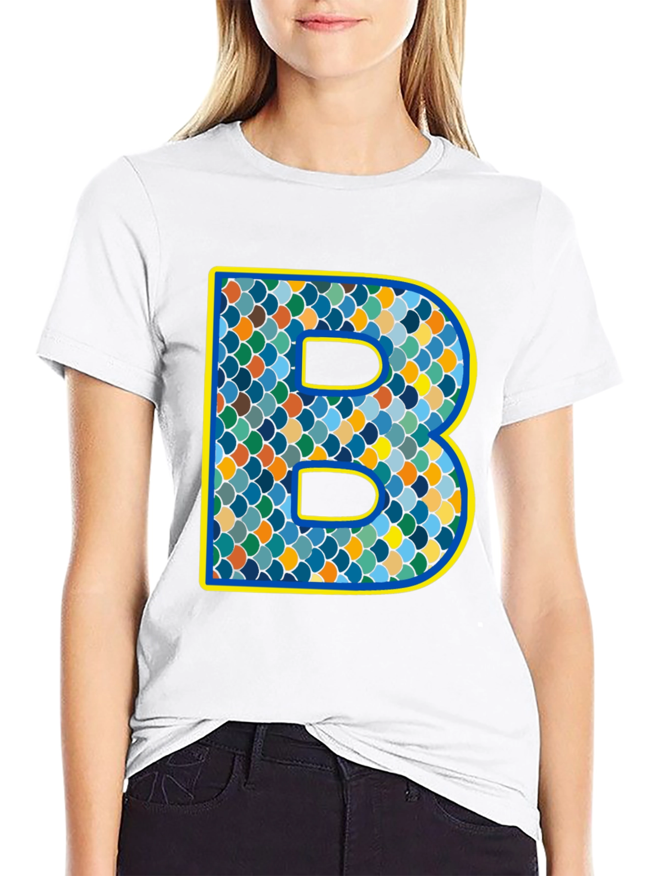 Scales B Initial T-Shirt - Personalized Alphabet Design