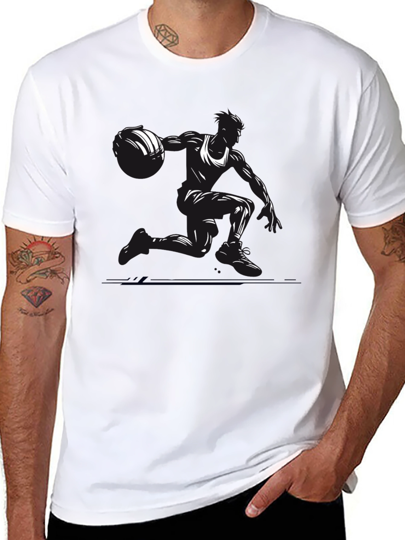 Black Basketball Player Graphic Tee