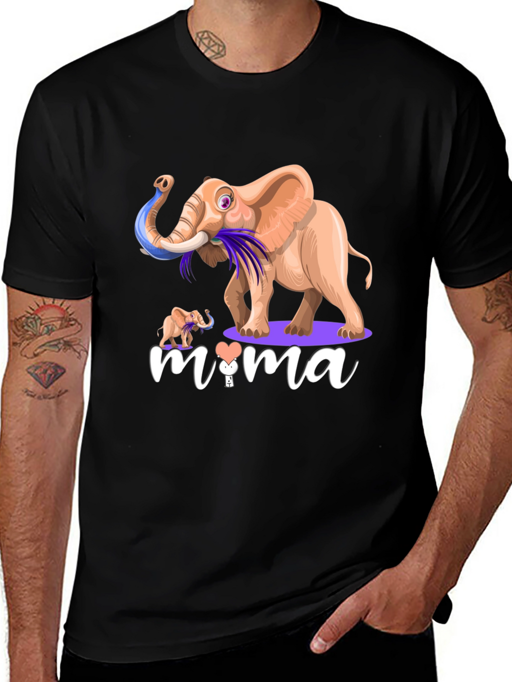 Elephant Mama Graphic T-Shirt - Unisex Black Tee