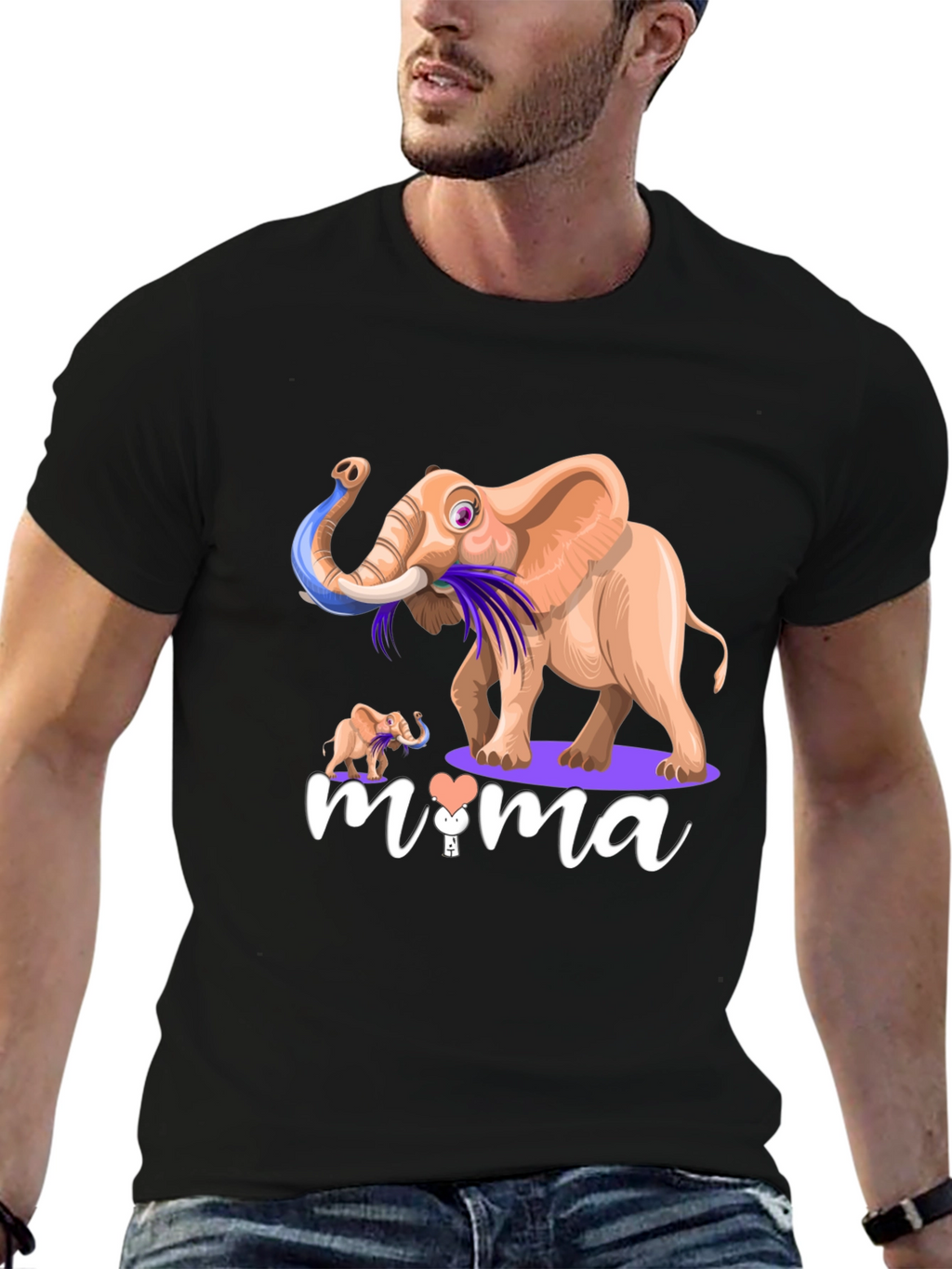 Elephant Mama Graphic T-Shirt - Unisex Black Tee