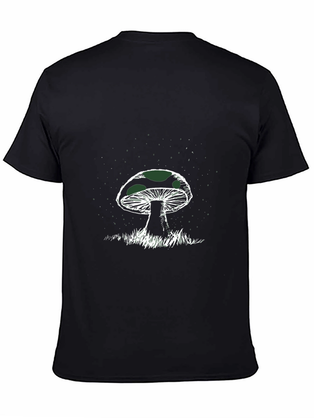 Mushroom Graphic Tee - Black Cotton T-Shirt