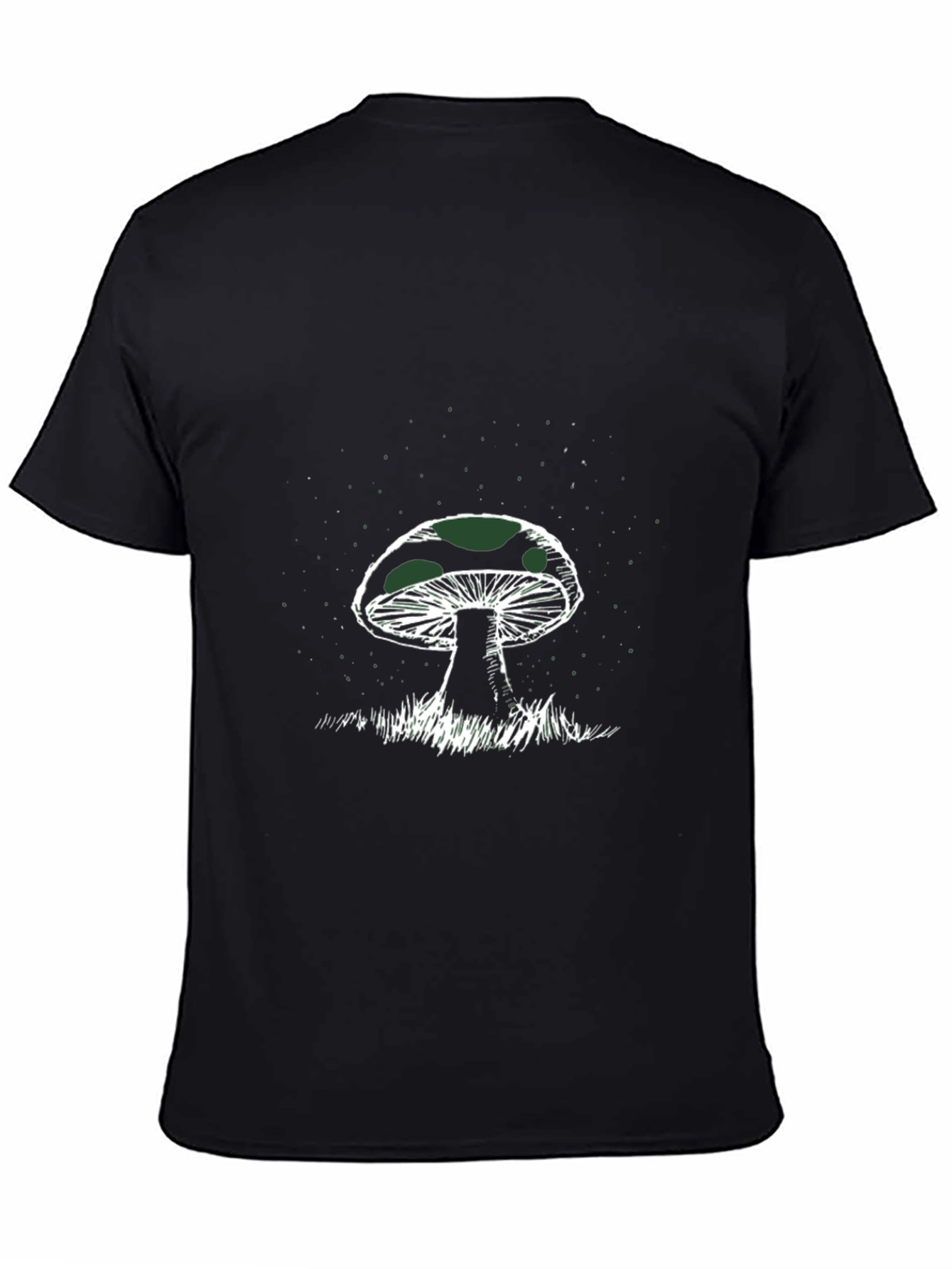 Mushroom Graphic Tee - Black Cotton T-Shirt