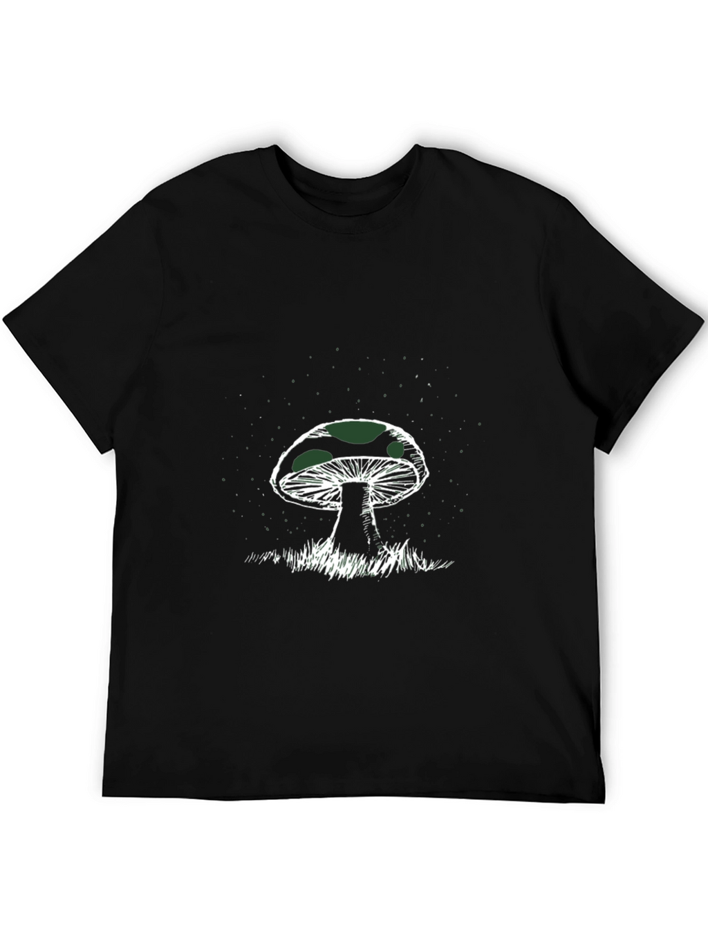 Mushroom Graphic Tee - Black Cotton T-Shirt