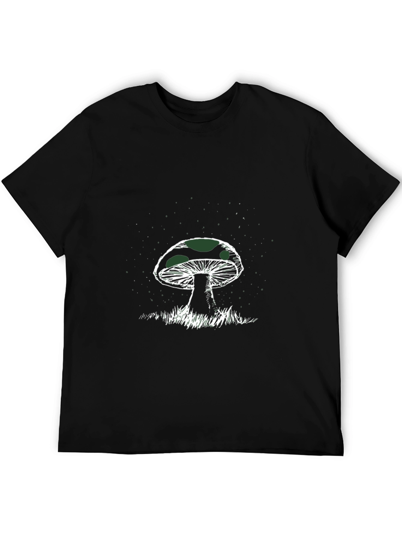 Mushroom Graphic Tee - Black Cotton T-Shirt