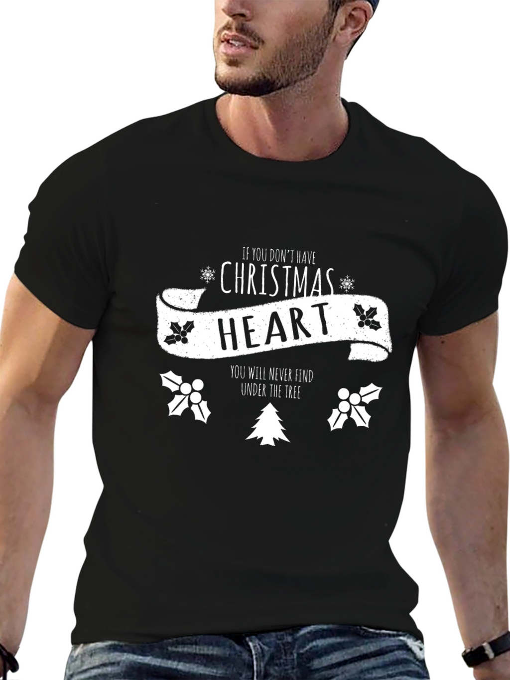 Christmas Heart Graphic Tee - Holiday Spirit T-Shirt