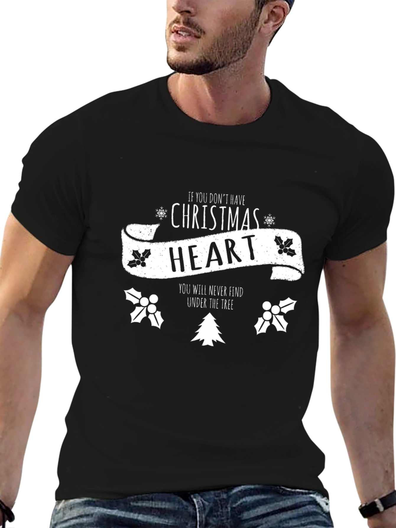 Christmas Heart Graphic Tee - Holiday Spirit T-Shirt