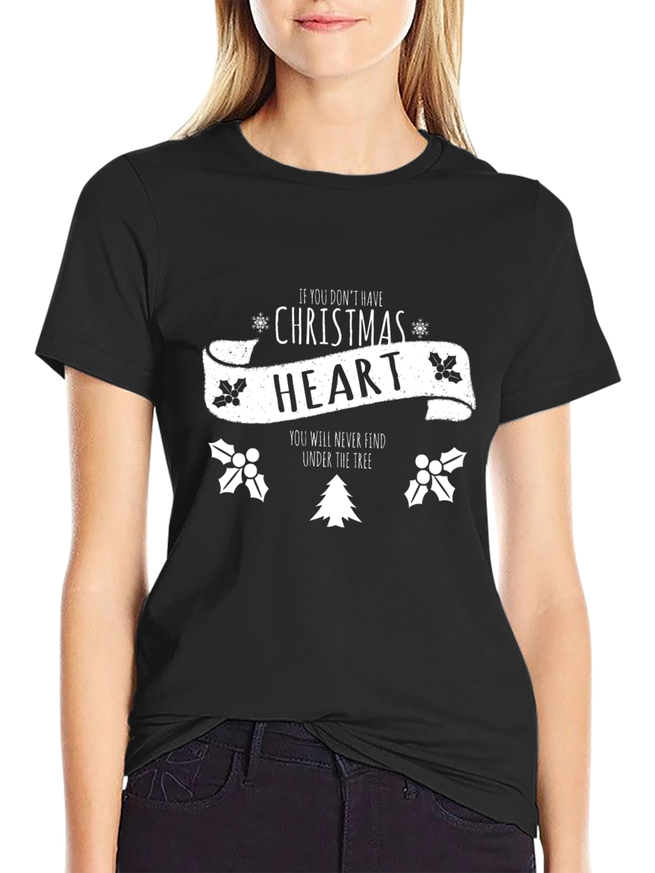 Christmas Heart Graphic Tee - Holiday Spirit T-Shirt
