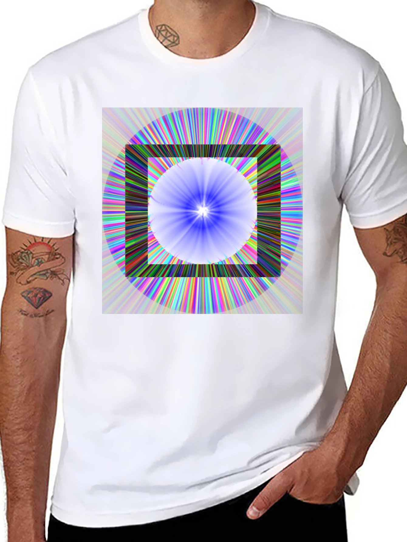 Geometric Circle & Square Graphic Tee