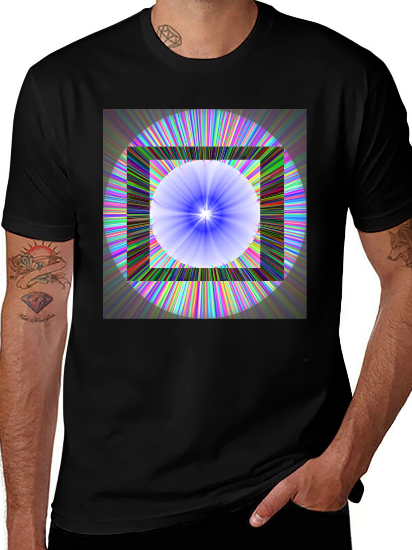 Geometric Circle & Square Graphic Tee