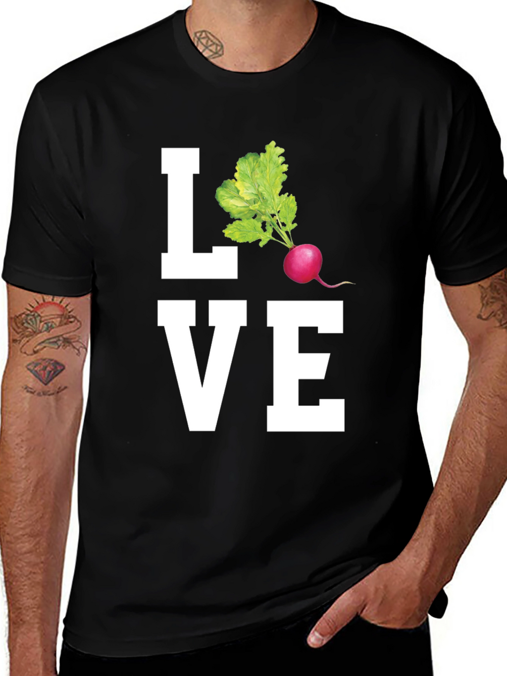 Love Radishes Graphic Tee - Black Cotton Shirt