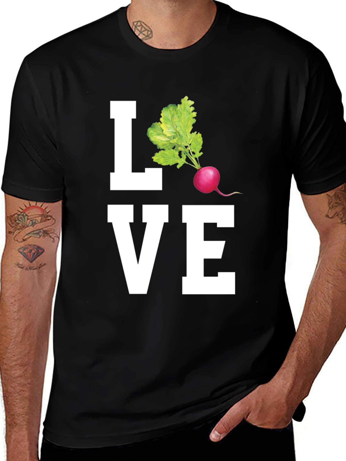 Love Radishes Graphic Tee - Black Cotton Shirt