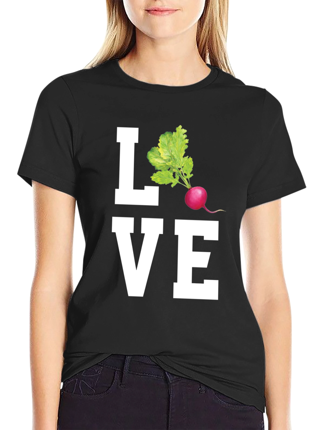 Love Radishes Graphic Tee - Black Cotton Shirt