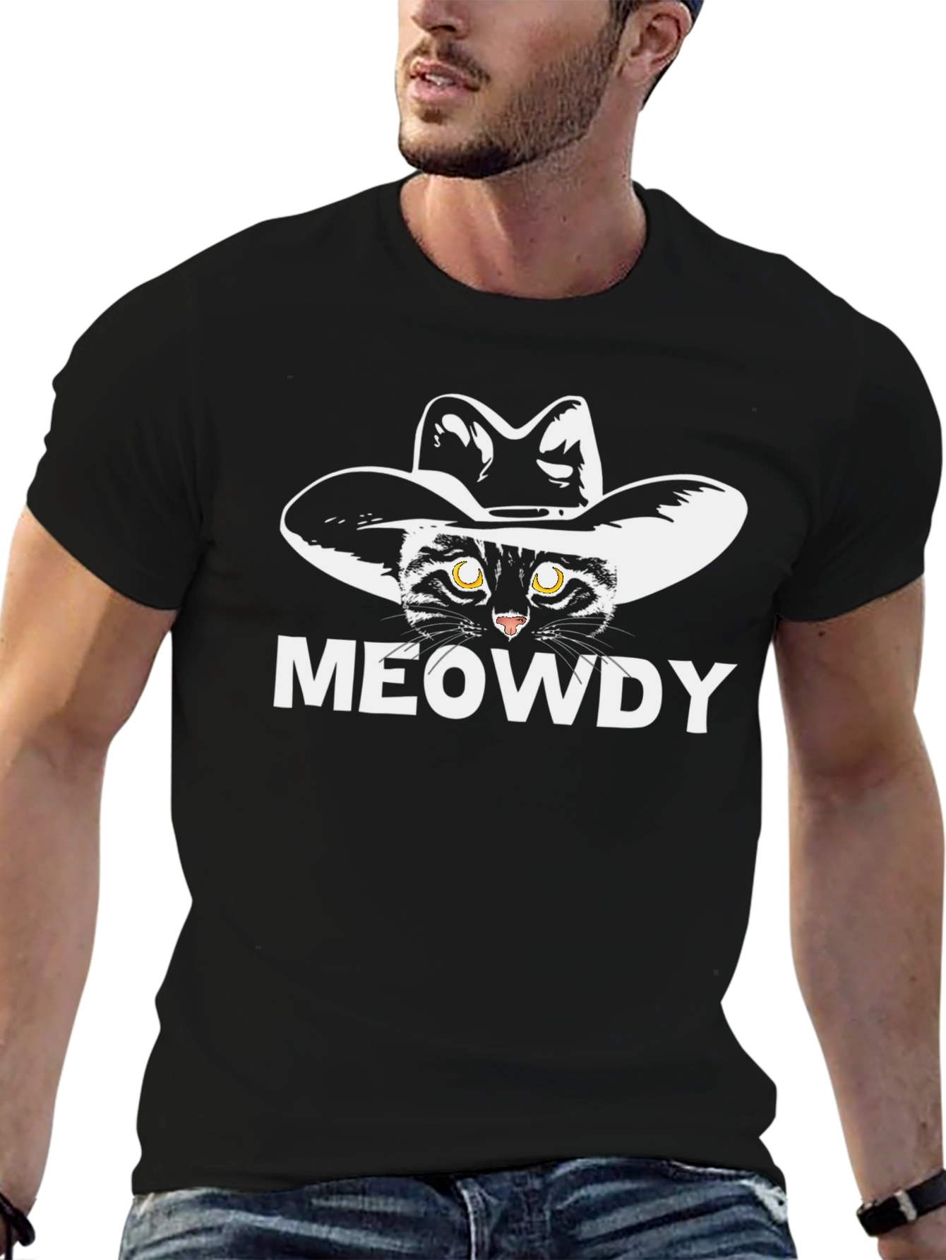Meowdy Cat Cowboy T-Shirt - Unique Graphic Tee