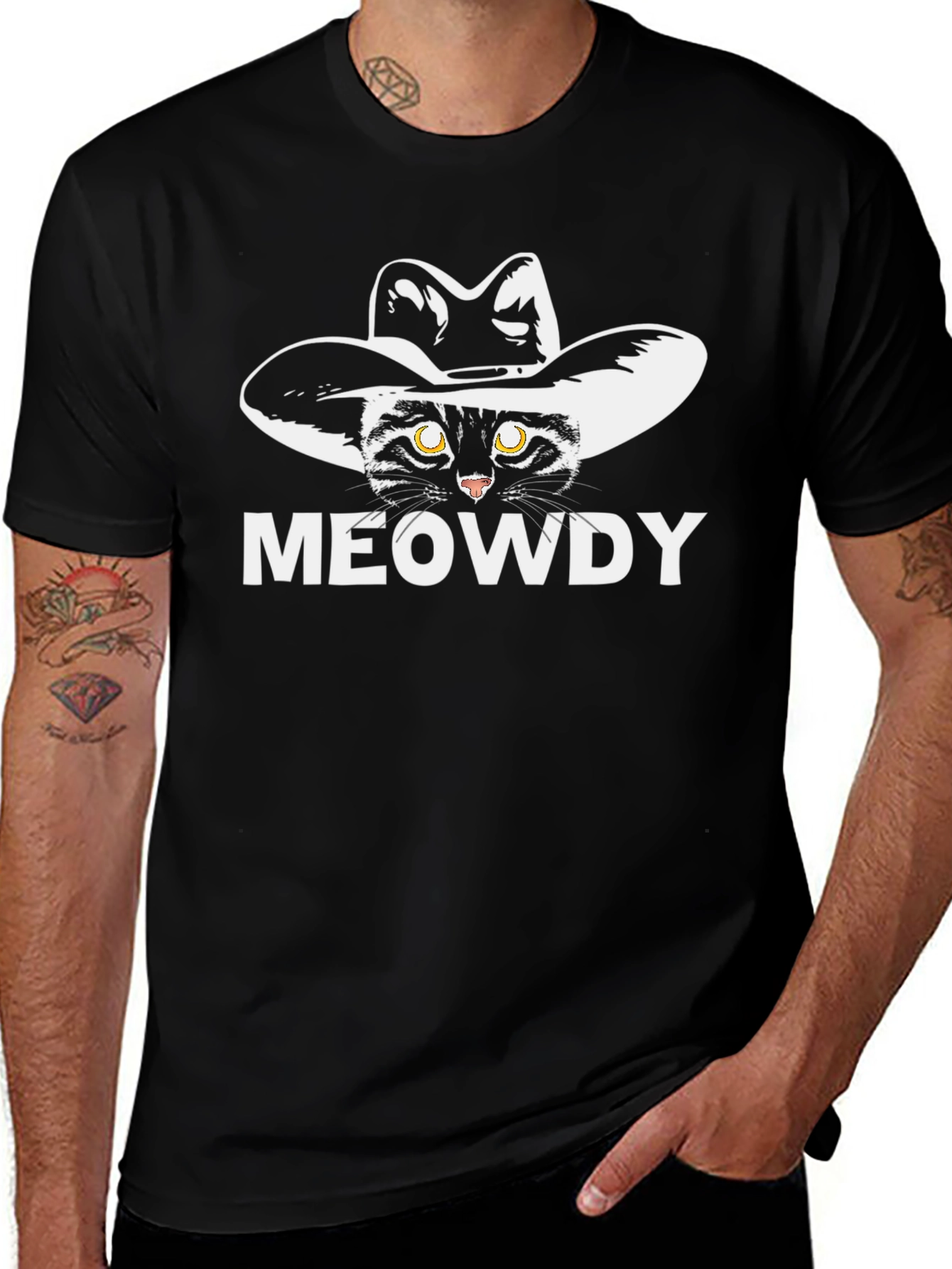 Meowdy Cat Cowboy T-Shirt - Unique Graphic Tee