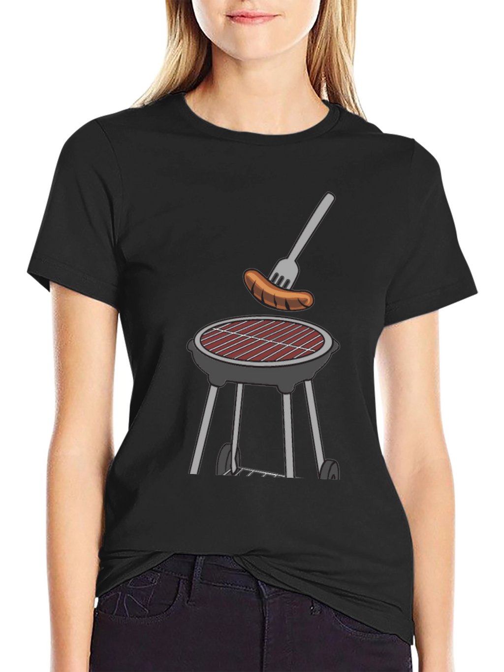 BBQ Grill & Sausage Graphic Tee - Black