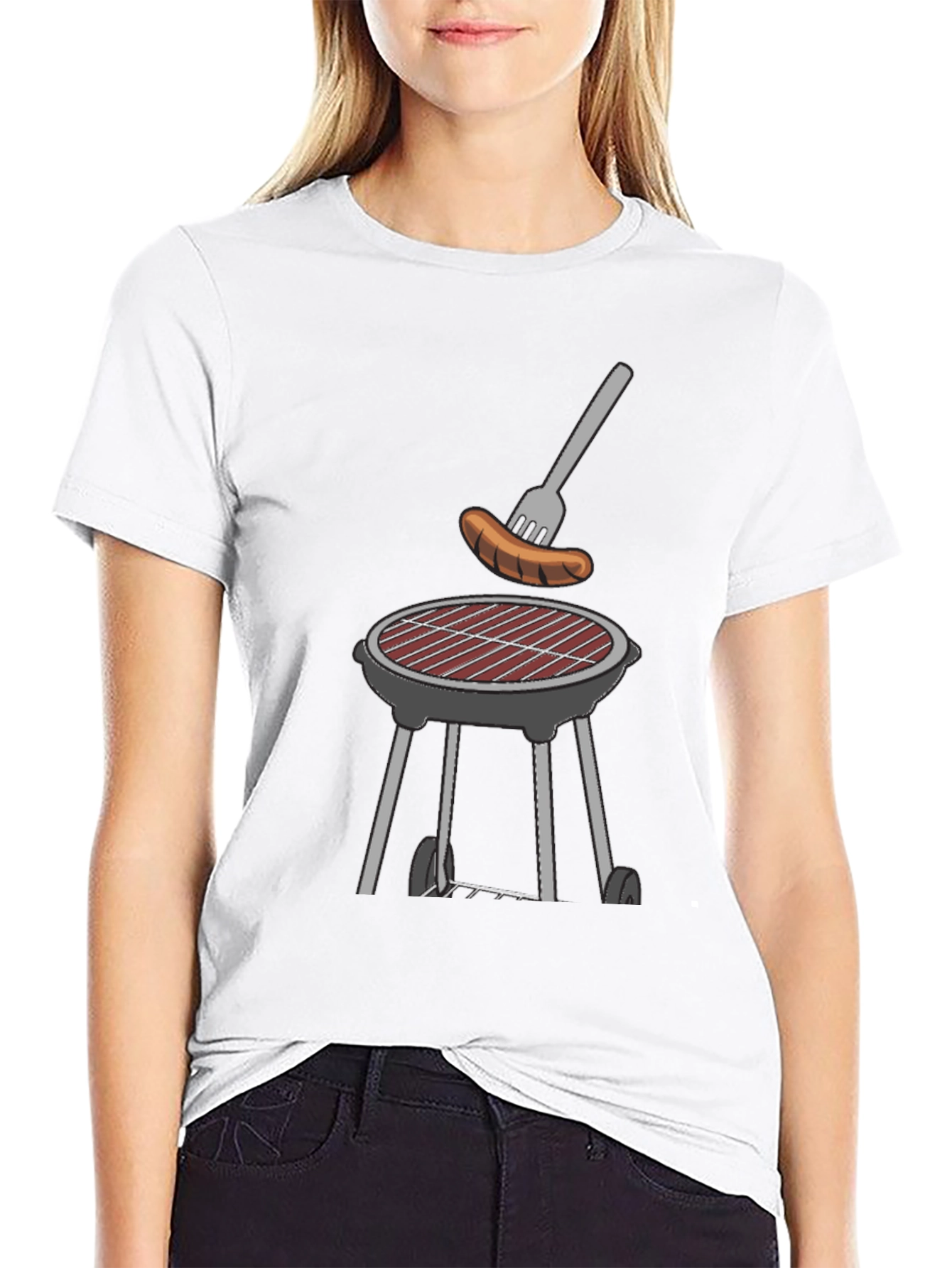 BBQ Grill & Sausage Graphic Tee - Black