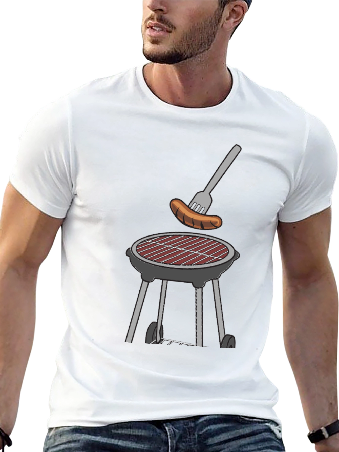BBQ Grill & Sausage Graphic Tee - Black