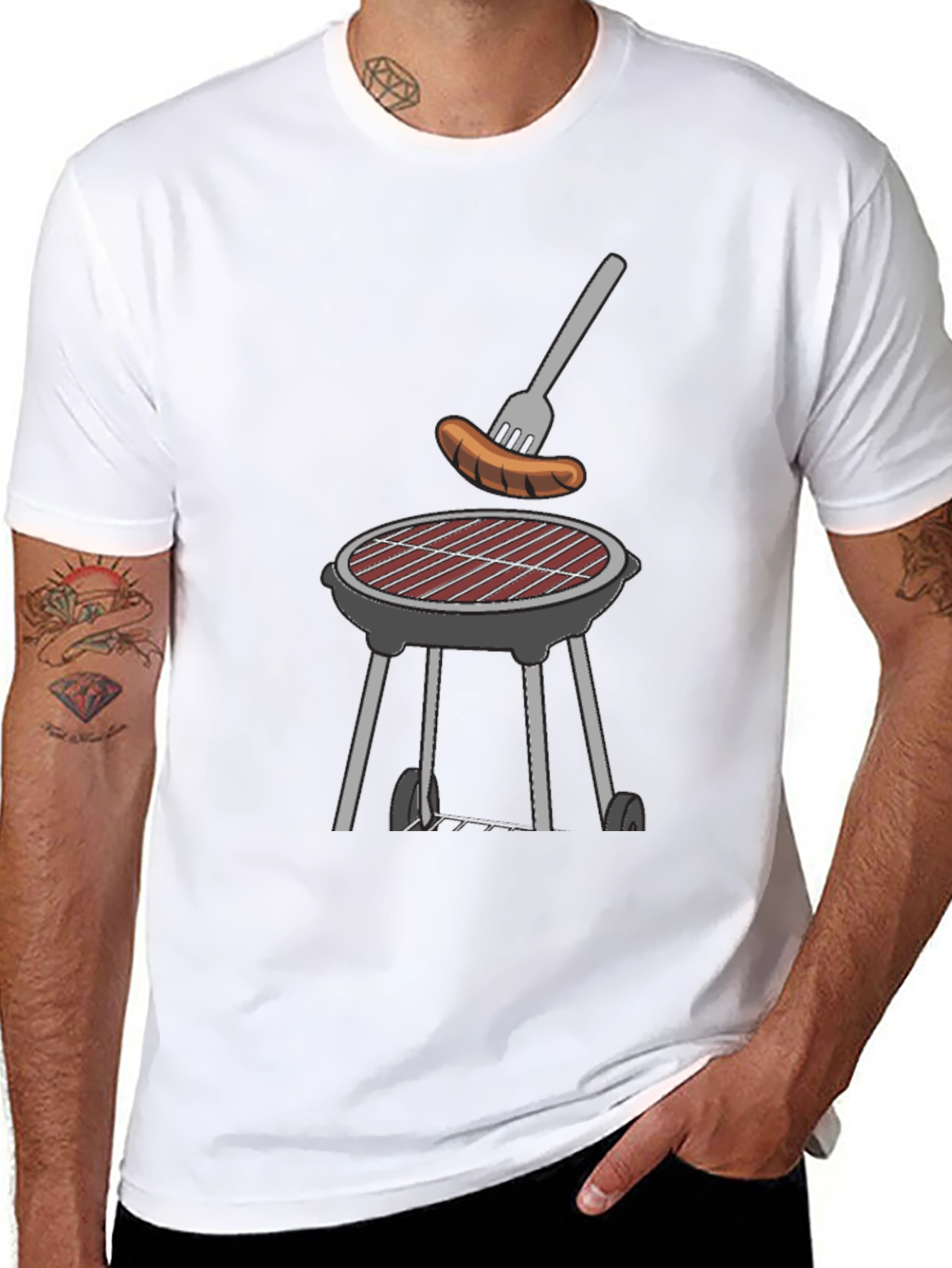 BBQ Grill & Sausage Graphic Tee - Black
