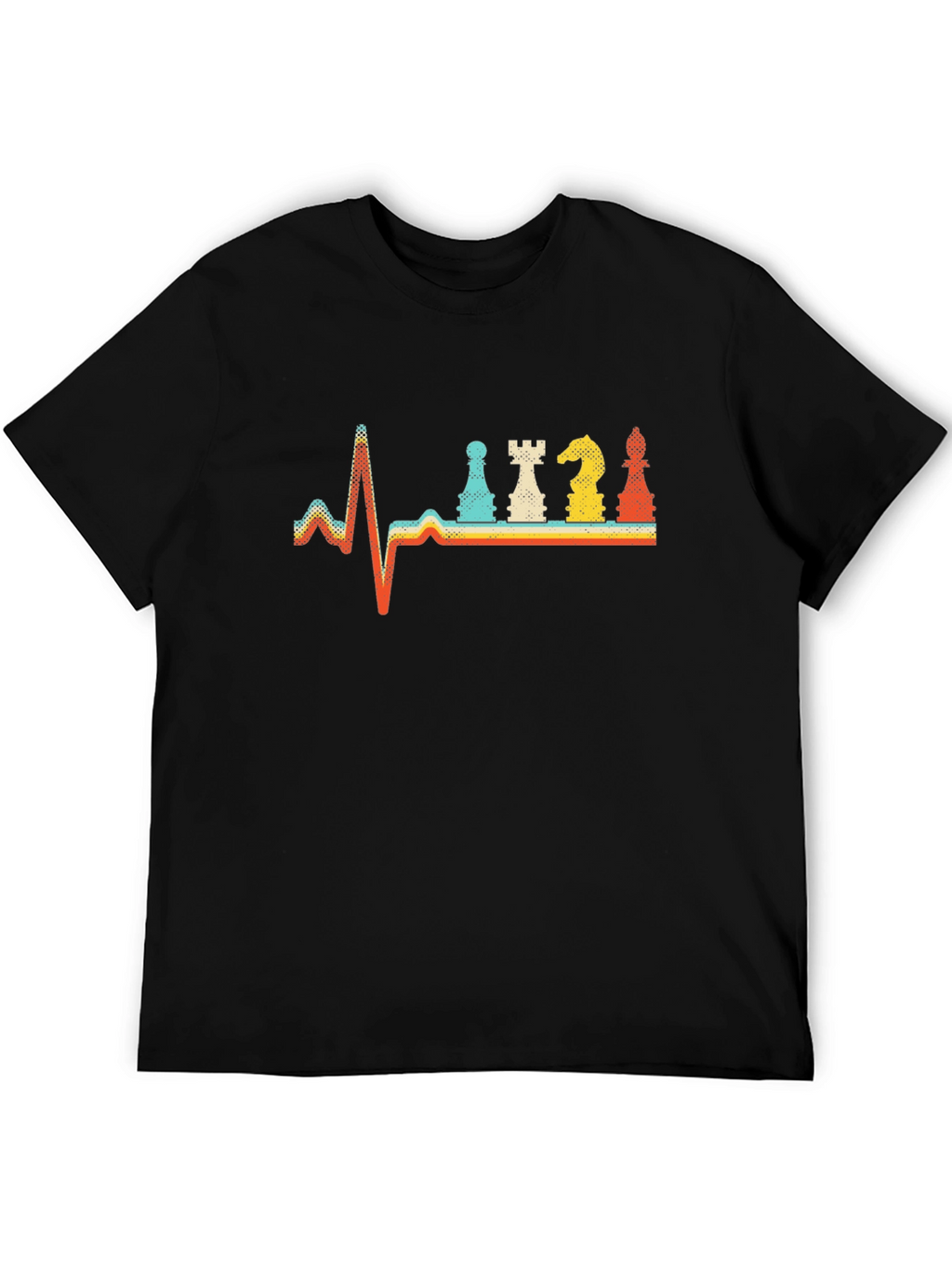 Chess Heartbeat Retro T-Shirt - Black