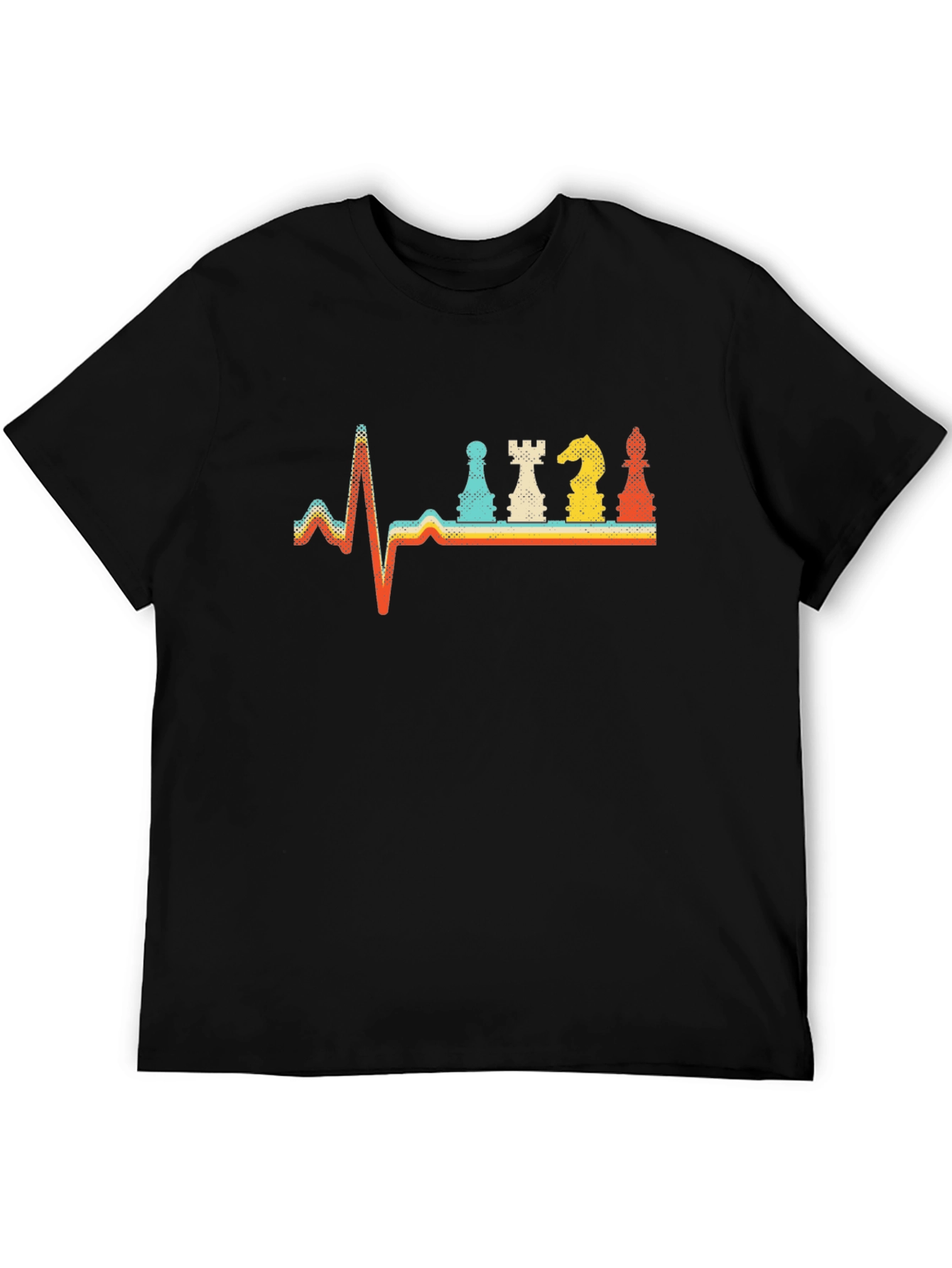 Chess Heartbeat Retro T-Shirt - Black