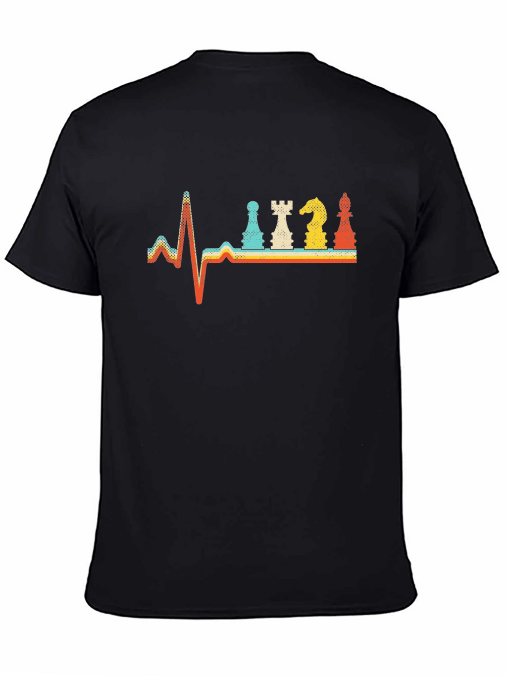 Chess Heartbeat Retro T-Shirt - Black