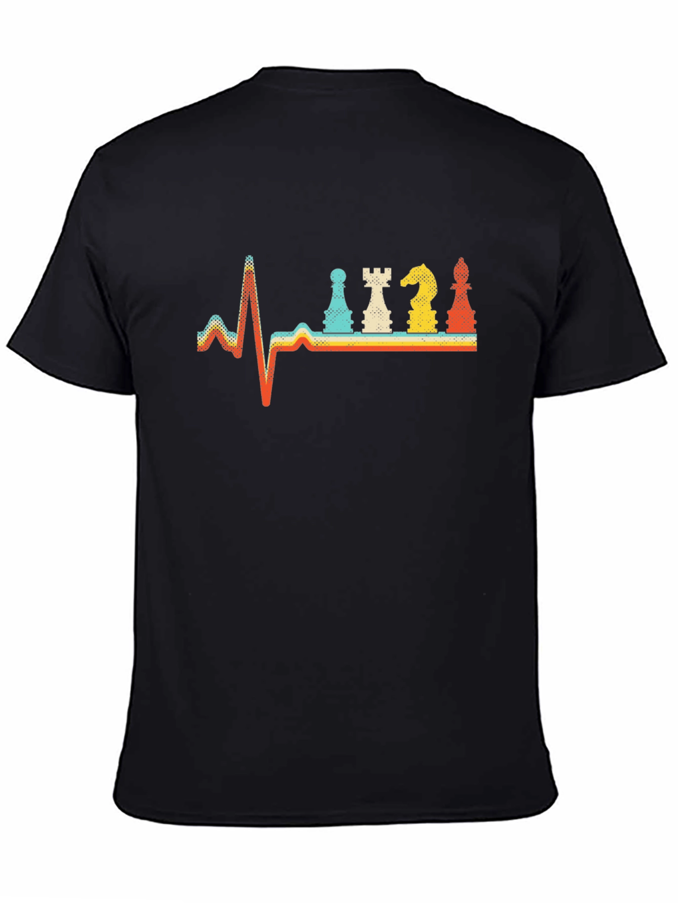 Chess Heartbeat Retro T-Shirt - Black