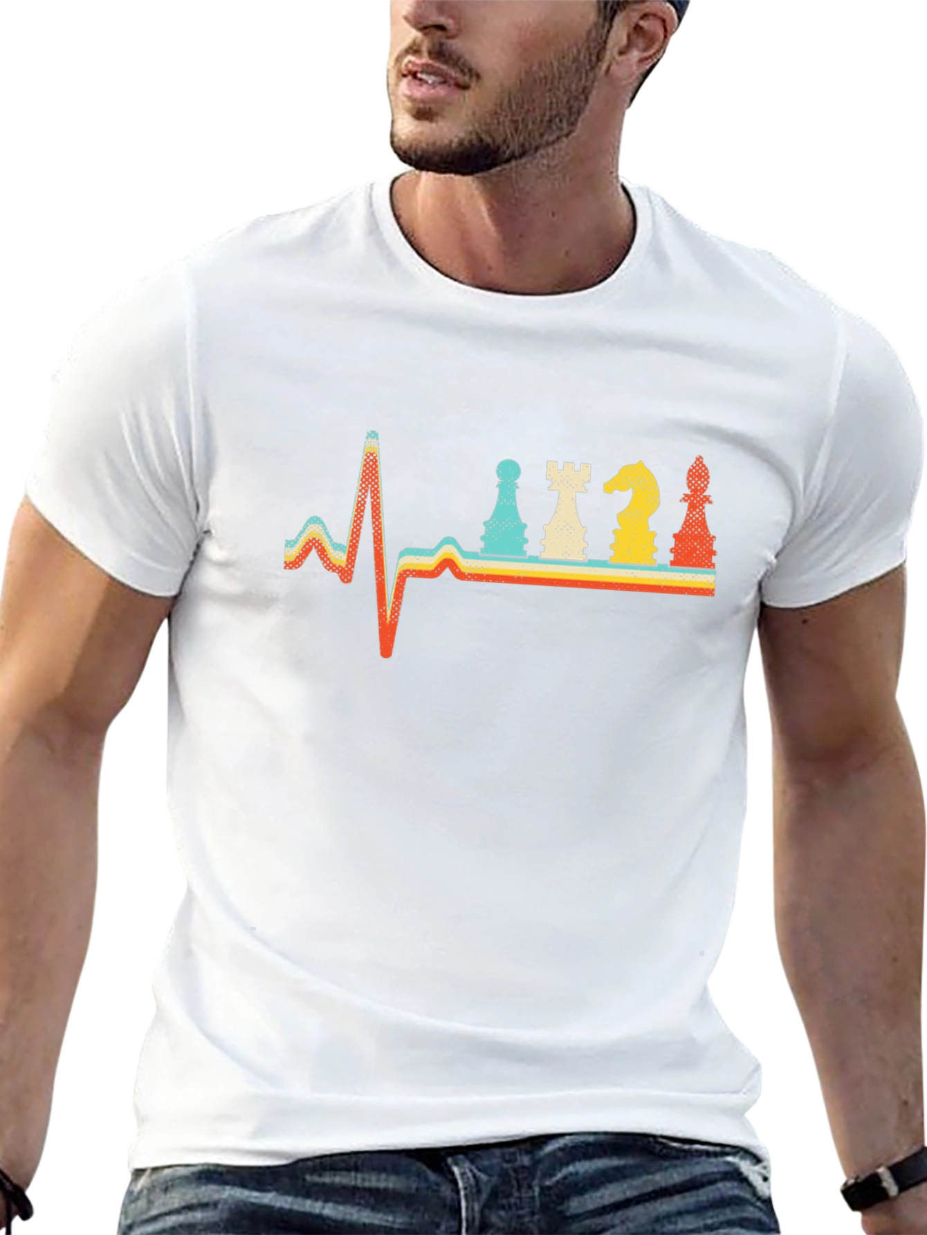 Chess Heartbeat Retro T-Shirt - Black