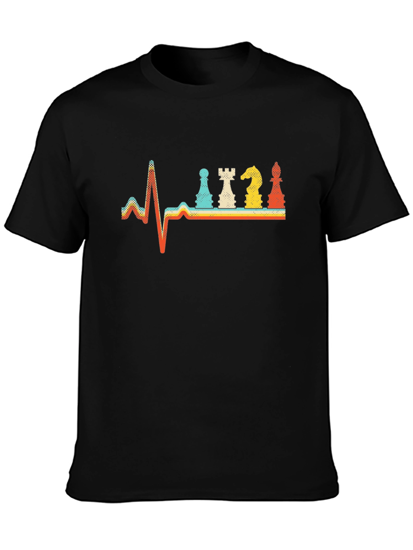 Chess Heartbeat Retro T-Shirt - Black