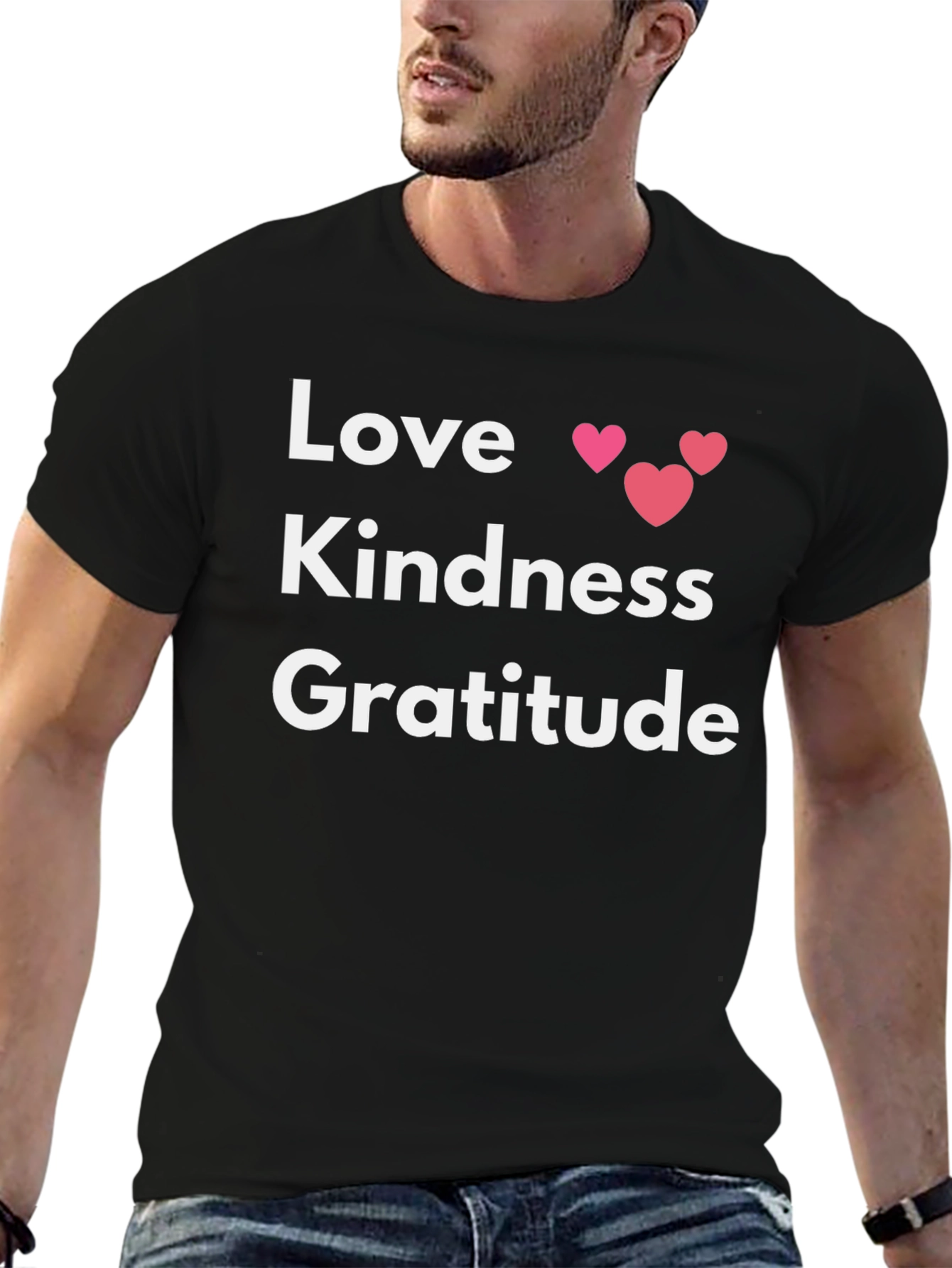Love Kindness Gratitude Graphic Tee - Black