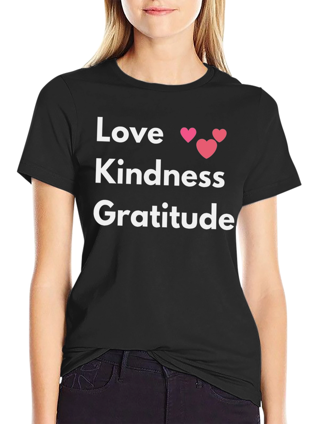 Love Kindness Gratitude Graphic Tee - Black