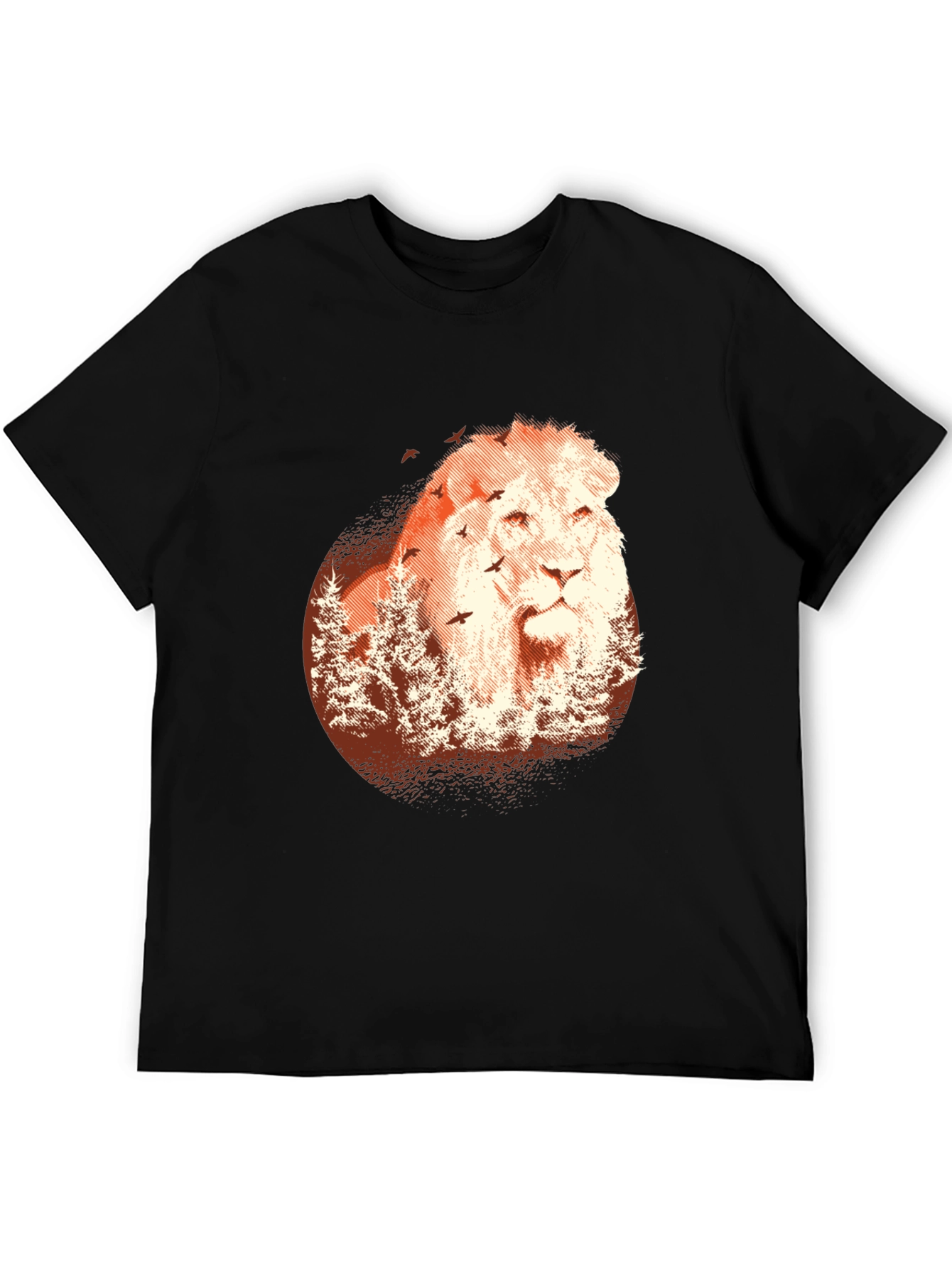 Lion Forest Graphic Black T-Shirt