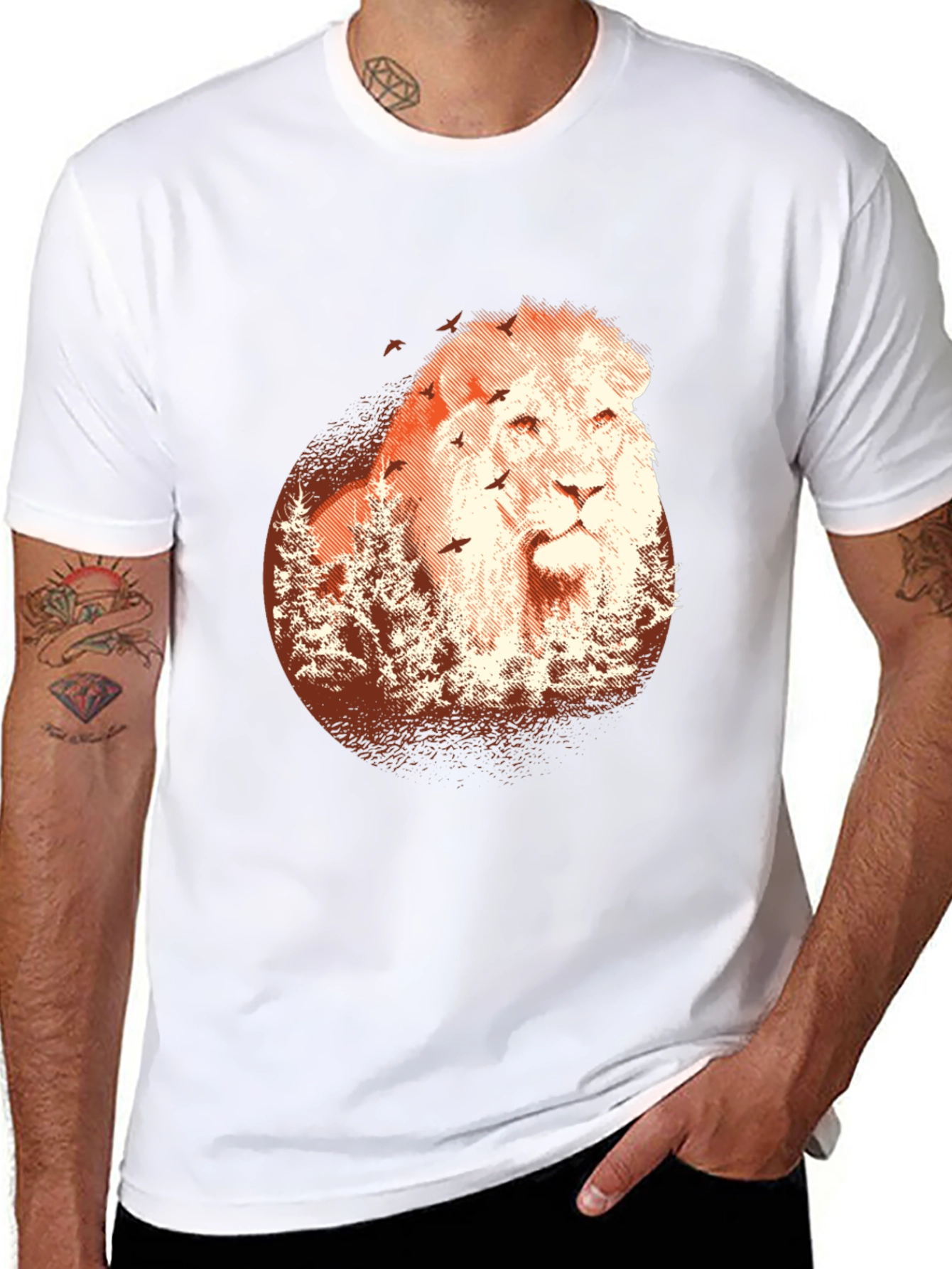 Lion Forest Graphic Black T-Shirt
