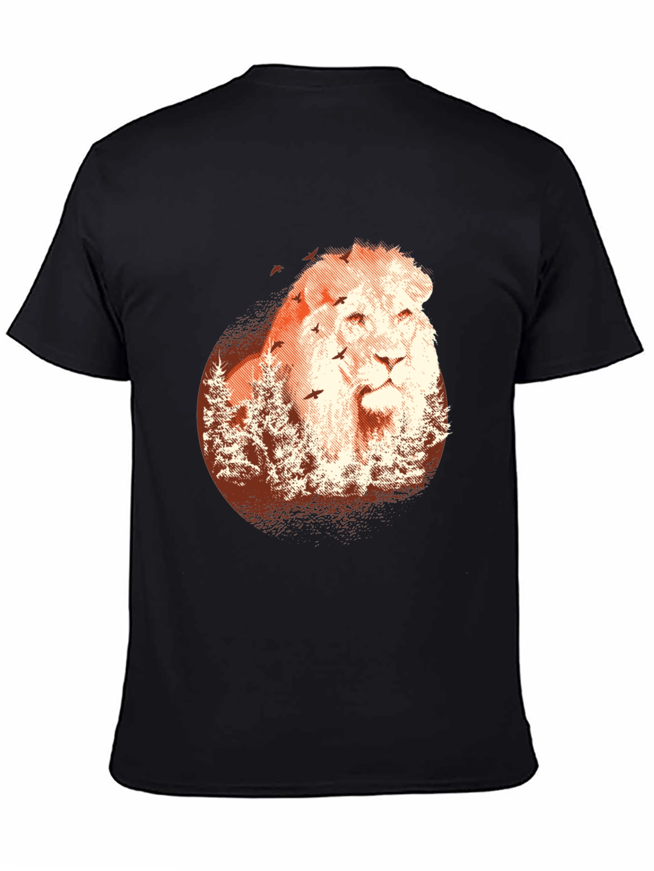 Lion Forest Graphic Black T-Shirt